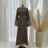 2024 New Embroidery Sleeve Dubai Abaya Middle East Türkiye Elegant Dress Party Gown Eid Ramadan Islam Women Muslim Clothing