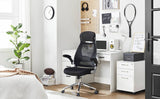 SONGMICS Office Swivel Chair Mesh Desk Chair with Headrest Synchronized Mechanism and Adjustable Height Black