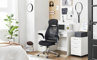 SONGMICS Office Swivel Chair Mesh Desk Chair with Headrest Synchronized Mechanism and Adjustable Height Black