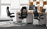 SONGMICS Office Swivel Chair Mesh Desk Chair with Headrest Synchronized Mechanism and Adjustable Height Black