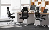 SONGMICS Office Swivel Chair Mesh Desk Chair with Headrest Synchronized Mechanism and Adjustable Height Black