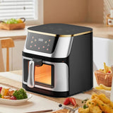 1400W 8L Air Fryer Stainless Steel Visible wide Capacity Electric Oven Touch glass Multifunctional Electric Fryer