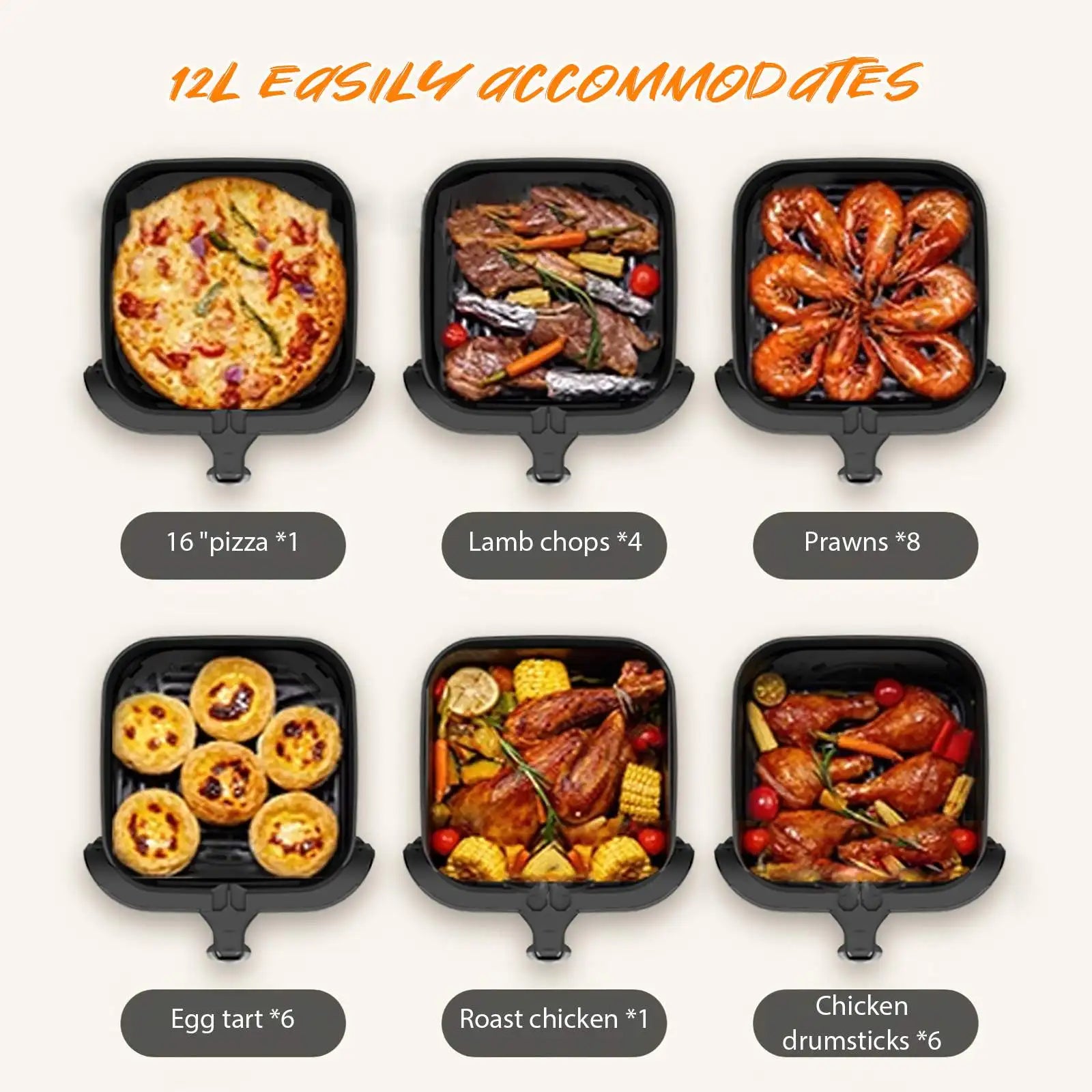 1400W 8L Air Fryer Stainless Steel Visible wide Capacity Electric Oven Touch glass Multifunctional Electric Fryer