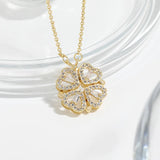 CARLIDANA Luxury Lucky Four Leaf Clover Necklace Love Heart Shell Pendant Choker Necklace for Women Stainless Steel Jewelry Gift