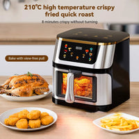 1400W 8L Air Fryer Stainless Steel Visible wide Capacity Electric Oven Touch glass Multifunctional Electric Fryer