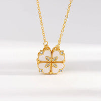 CARLIDANA Luxury Lucky Four Leaf Clover Necklace Love Heart Shell Pendant Choker Necklace for Women Stainless Steel Jewelry Gift