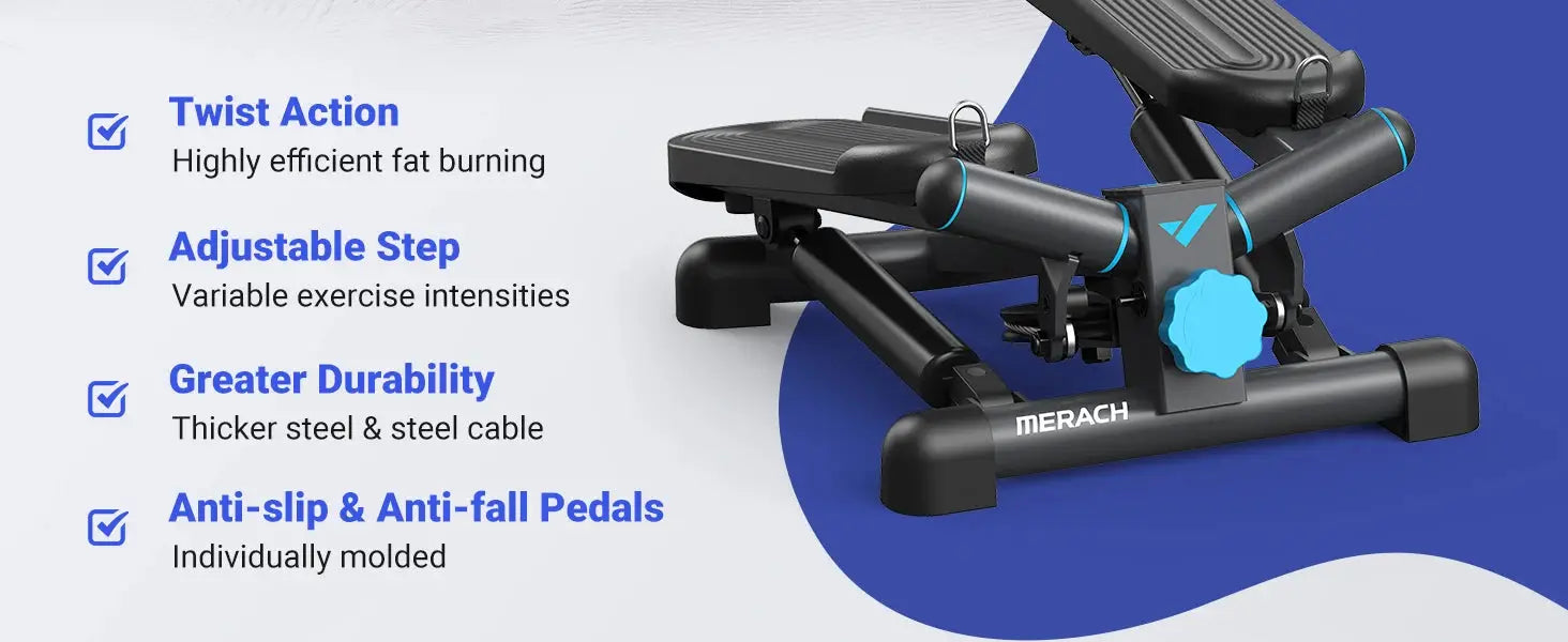 MERACH Mini Stepper for Exercise Twist Stair Stepper 330LBS Capacity Equipment with Resistance Bands Full Body Workout at Home