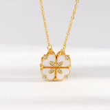 CARLIDANA Luxury Lucky Four Leaf Clover Necklace Love Heart Shell Pendant Choker Necklace for Women Stainless Steel Jewelry Gift