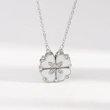 CARLIDANA Luxury Lucky Four Leaf Clover Necklace Love Heart Shell Pendant Choker Necklace for Women Stainless Steel Jewelry Gift