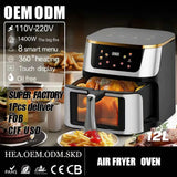 1400W 8L Air Fryer Stainless Steel Visible wide Capacity Electric Oven Touch glass Multifunctional Electric Fryer