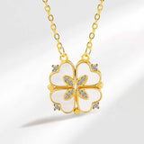 CARLIDANA Luxury Lucky Four Leaf Clover Necklace Love Heart Shell Pendant Choker Necklace for Women Stainless Steel Jewelry Gift