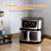 1400W 8L Air Fryer Stainless Steel Visible wide Capacity Electric Oven Touch glass Multifunctional Electric Fryer