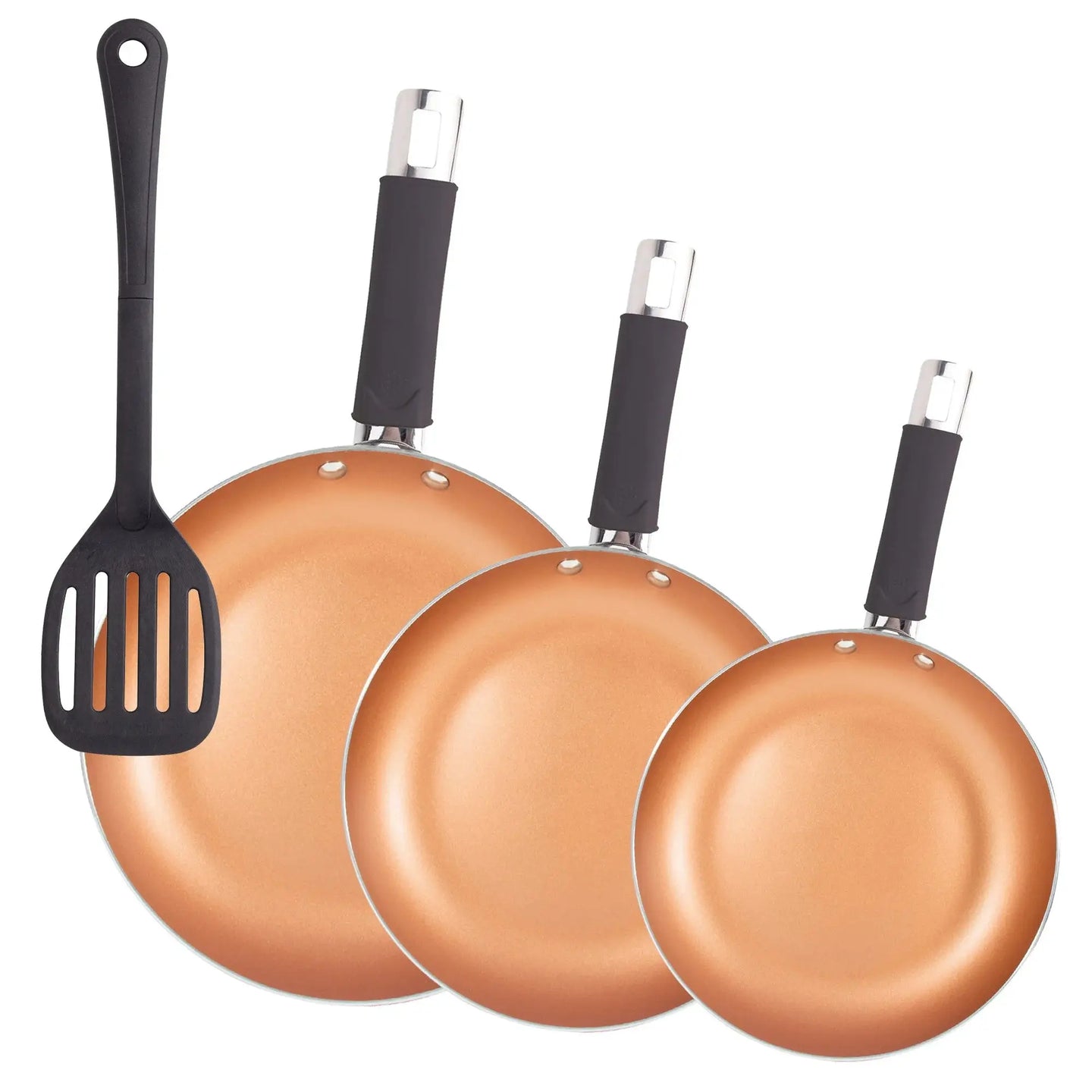 San Ignacio Optimum Copper 20/24/28cm (2 with Lid) Pressed Aluminum-Non-Stick-Induction Fit Set of 3 Pans