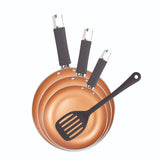 San Ignacio Optimum Copper 20/24/28cm (2 with Lid) Pressed Aluminum-Non-Stick-Induction Fit Set of 3 Pans