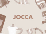 Italian Jocca coffee maker with an electric base that allows the coffee maker to rotate 360 °, a system that keeps the coffee always hot with protection against overheating, compact design, transparent jug and with a cold to