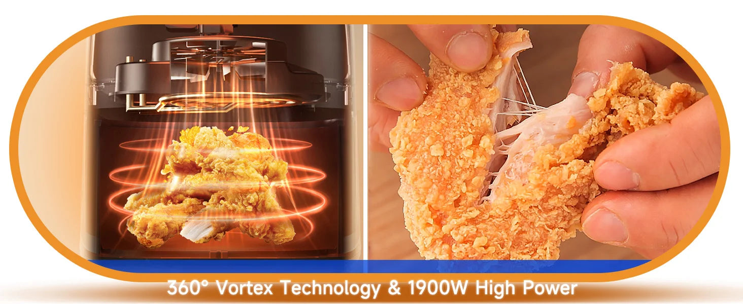 AIGOSTAR 7L 1900W Intelligent Oil Free Air Fryer Wifi connection. LED touch screen, 7 preset functions + keep warm and manual mode, BPA free