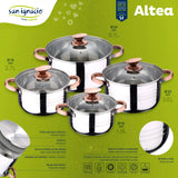 8 PCs SAN IGNACIO Altea induction kitchen battery in stainless steel with 3 set silicone kitchenware Daimiel