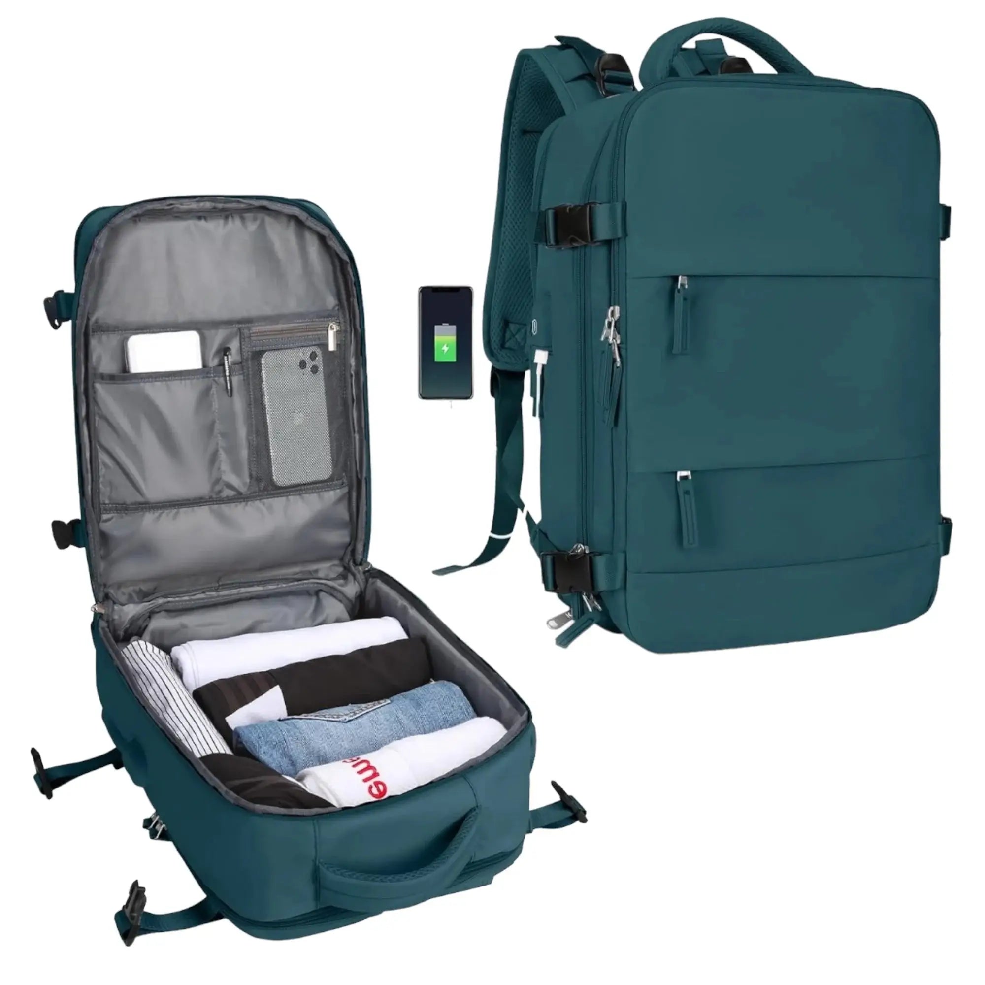 Travel Backpack for Airplane Cabin 45X36X20 for Vueling, Easyjet, Ryanair Waterproof and Spacious Hand Luggage with Shoe Compartment and USB Port Multifunctional Anti-Theft Backpack for Travel and Getaways (2210-002 2350 D1)