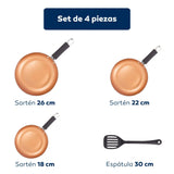 San Ignacio Optimum Copper 20/24/28cm (2 with Lid) Pressed Aluminum-Non-Stick-Induction Fit Set of 3 Pans