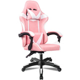 T-Lovendo Ergonomic Gaming Chair Desk for Video Game, Computer, Office, Study. Lumbar and Cervical Cushion. Height Adjustable and Reclining.