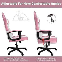 T-Lovendo - Gaming Chair with Lumbar and Cervical Cushion, Ergonomic, Height Adjustable and Reclining