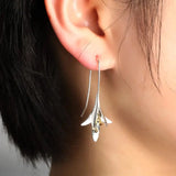 Huitan Creative Two Tone Flower Shaped Women's Earrings Hip Hop Party Anniversary Love Gift Delicate Dangle Earrings for Female