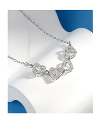 KOFSAC Luxurious Two In One Love Heart Four Leaf Clover Necklace 925 Silver Jewelry Zircon Lucky Grass Fashion Women Girl Gifts