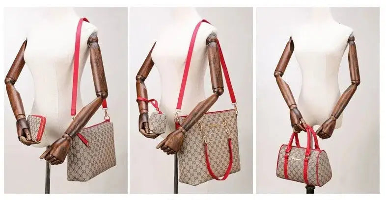 2022 Women Handbag Leather Shoulder Bags Fashion Totes Female Purse Six-Piece Set Designer Brand Large Capacity Casual