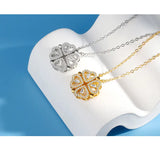 KOFSAC Luxurious Two In One Love Heart Four Leaf Clover Necklace 925 Silver Jewelry Zircon Lucky Grass Fashion Women Girl Gifts