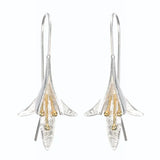 Huitan Creative Two Tone Flower Shaped Women's Earrings Hip Hop Party Anniversary Love Gift Delicate Dangle Earrings for Female