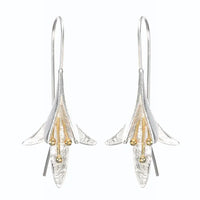 Huitan Creative Two Tone Flower Shaped Women's Earrings Hip Hop Party Anniversary Love Gift Delicate Dangle Earrings for Female