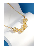 KOFSAC Luxurious Two In One Love Heart Four Leaf Clover Necklace 925 Silver Jewelry Zircon Lucky Grass Fashion Women Girl Gifts