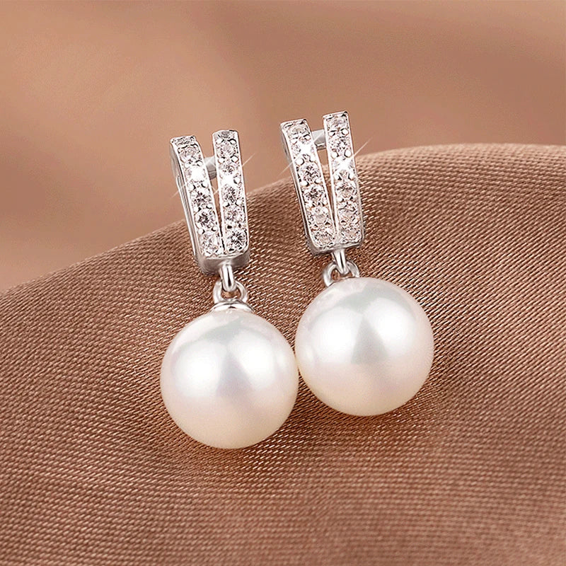 Huitan Modern Simulated Pearl Dangle Earrings 2021 Trend Fashion Earrings for Women Elegant Accessories High Quality Jewelry Hot