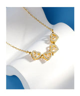 KOFSAC Luxurious Two In One Love Heart Four Leaf Clover Necklace 925 Silver Jewelry Zircon Lucky Grass Fashion Women Girl Gifts