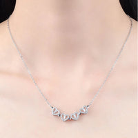 KOFSAC Luxurious Two In One Love Heart Four Leaf Clover Necklace 925 Silver Jewelry Zircon Lucky Grass Fashion Women Girl Gifts