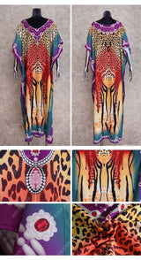 2023 Bohemian Printed V-neck Batwing Sleeve Long Loose Summer Dress For Women Clothes  Streetwear Moroccan Caftan Q831