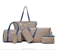 2022 Women Handbag Leather Shoulder Bags Fashion Totes Female Purse Six-Piece Set Designer Brand Large Capacity Casual
