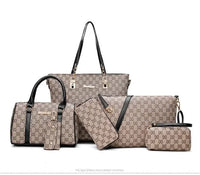 2022 Women Handbag Leather Shoulder Bags Fashion Totes Female Purse Six-Piece Set Designer Brand Large Capacity Casual