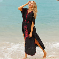 2023 Bohemian Printed V-neck Batwing Sleeve Long Loose Summer Dress For Women Clothes  Streetwear Moroccan Caftan Q831