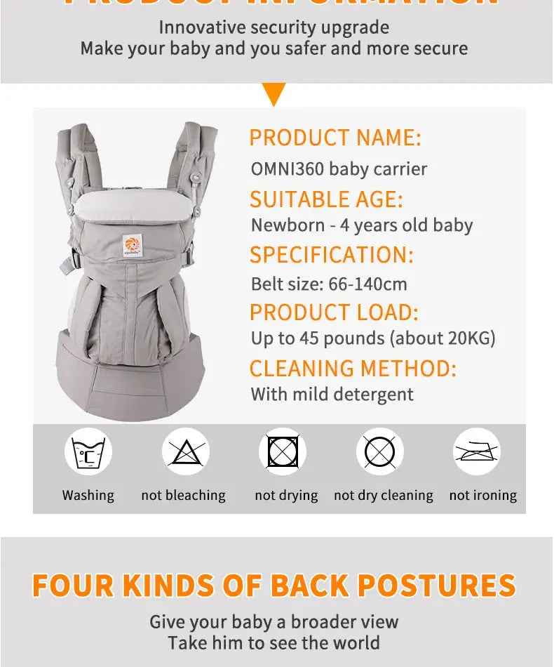 Egobaby Breeze Baby Carrier Multifunction Breathable Infant Carrier Backpack Kid Carriage Toddler baby Sling Wrap Suspenders 360