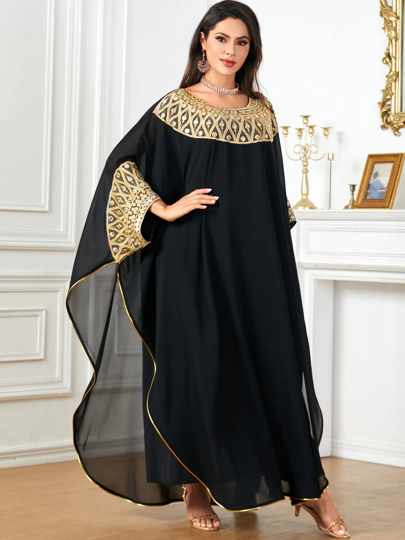 Eid Muslim Vestidos for Women Party Robe Middle East Ramadan Arabian Jalabiya Morocco Dubai Islam Bat Sleeve Loose Abaya Dresses