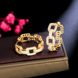 CWWZircons New Trendy Colorful Micro Pave CZ Stones Gold Plated Geometric Cuban Chain Link Hoop Earrings for Women Jewelry CZ345