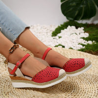 Women Closed Toe Wedge Sandals Summer Buckle Strap Gladiator Shoes Woman Fashion Espadrilles Platform Sandals Sandalias De Mujer