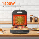 XXL Sandwich Maker for 4 Sandwiches, Non-Stick Coating, Fast Heating, Automatic Temperature Control, Led Indicator, Vertical Storage, Bpa Free, 1400W