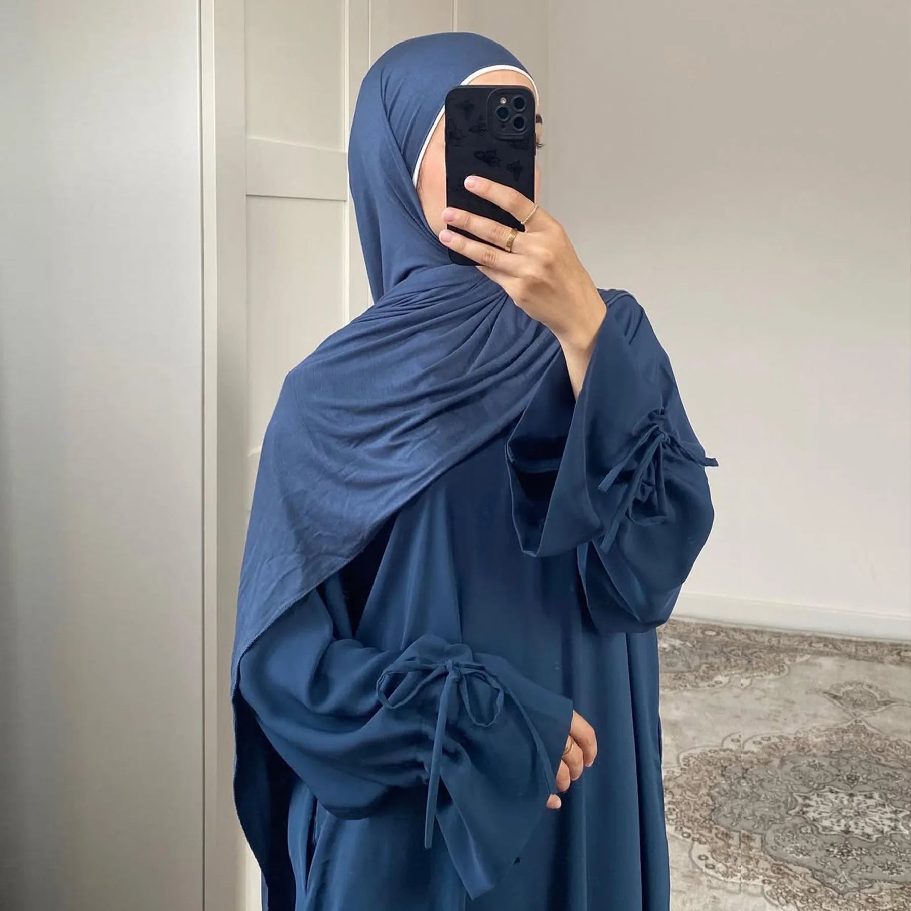 Ramadan Eid Plain Black Abaya Dubai Women drawstring Islam Muslim Maxi Kaftan Dress Kebaya Caftan Marocain Robe Femme Musulmane