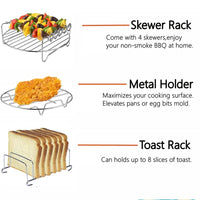 Air Fryer Baking Rack Metal Square/Round/Rectangle Oven Grill Racks Airfryer Accessories for Cosori,Instant Vortex,Gourmia,Foodi