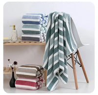 4PCS 70X140CM Soft Stripe Absorbent Microfiber Bath Towel Stripe Towels Quick Drying Absorbent Towels For Bathroom