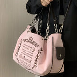 Vintage Letter Y2k Handbag Women Gothic Large Capacity Casual Crossbody Bag Purse Female Harajuku Aesthetic The Tote Bag