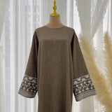 2024 New Embroidery Sleeve Dubai Abaya Middle East Türkiye Elegant Dress Party Gown Eid Ramadan Islam Women Muslim Clothing