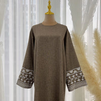 2024 New Embroidery Sleeve Dubai Abaya Middle East Türkiye Elegant Dress Party Gown Eid Ramadan Islam Women Muslim Clothing